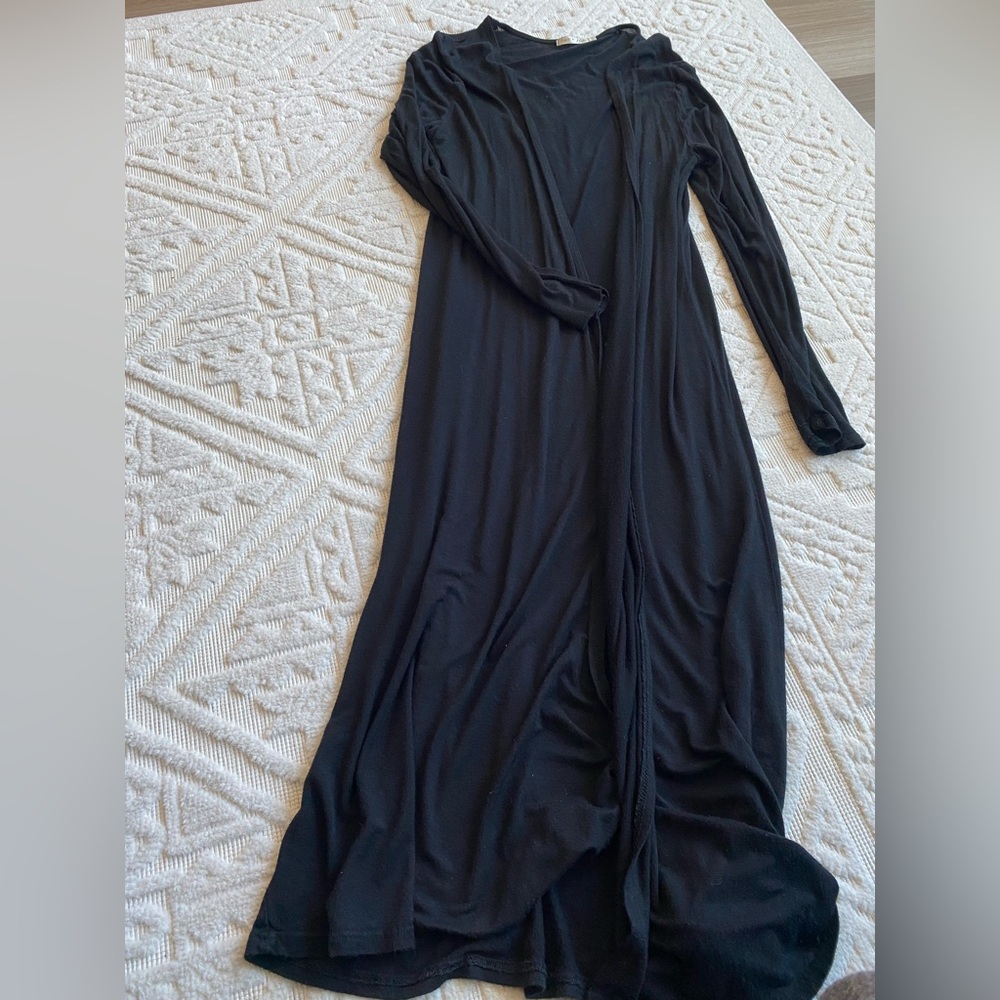 Long Black Lightweight Soft Maxi Cardigan
